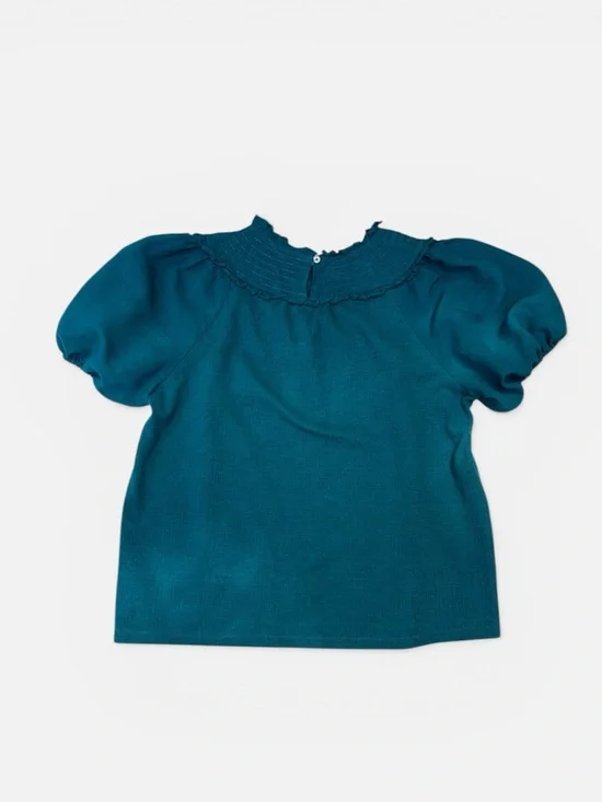 Anthropologie Current Air Smocked Collar Puff Sleeve Top in Deep Teal M - Picture 10 of 12